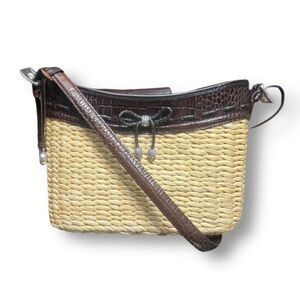 Brighton Straw Brown Leather Crossbody Bag Woven Vacation Resort Coastal Beach